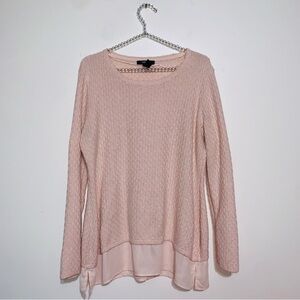 Pink Knit Long Sleeve Sweater layered-look